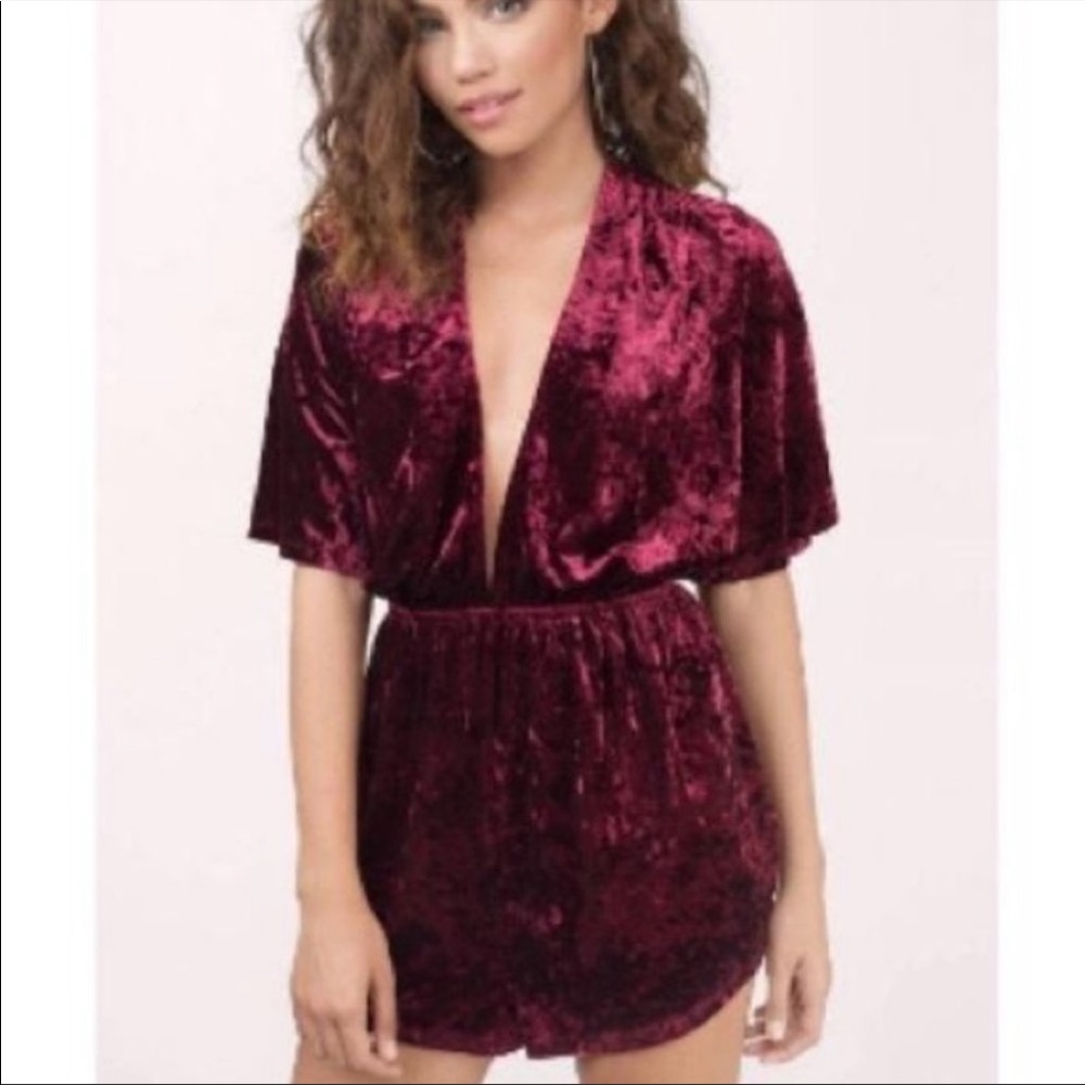 Tobi Red Wine Velvet Romper